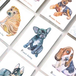 Schede didattiche ABC Razze di cani Alfabeto, Animali Acquerello Pittura, Montessori Arte murale Sala giochi Decorazione per bambini Stampa