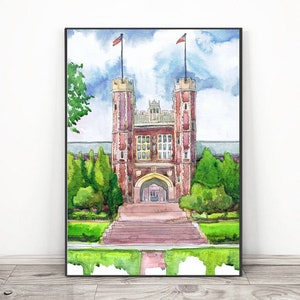 Washington Universität von St. Louis Universität Kunstdruck, Aquarell Malerei, Missouri abstraktes Stadtbild