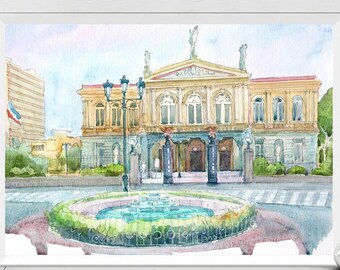 San Jose Costa Rica Art Print Watercolor Painting Travel Poster