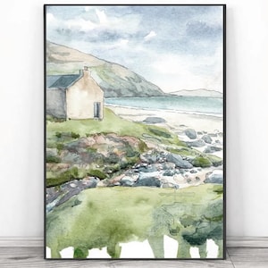 Keem bay Ireland Painting landscape, Irish Watercolor Print