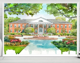 Coastal Carolina University Art Print, CCU Watercolor Painting ,  Conway, South Carolina Coastal university poster Graduation