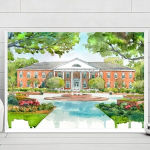 Coastal Carolina University Art Print, CCU Watercolor Painting ,  Conway, South Carolina Coastal university poster Graduation
