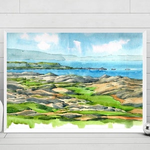 Royal Portrush Course Golf Print Watercolor Painting, Golf gifts for men, Northern Ireland Golf  wall Art Travel Poster by Valentina Ra