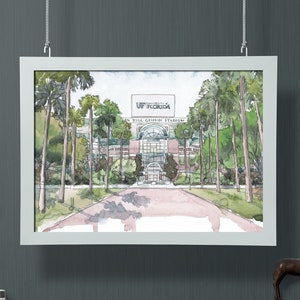 University of Florida Art, akvarellmålning av stadion, väggkonst från University of Florida bild 5