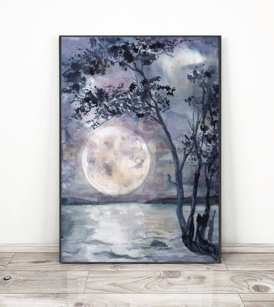 油絵 絵画【満月の夜空】 634f6519131d3e5fd9da7ff4de9b14