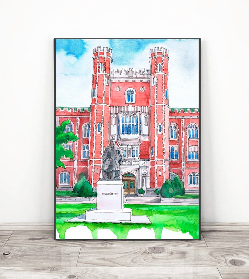 University of Oklahoma Art Print Watercolor Painting Norman Etsy
