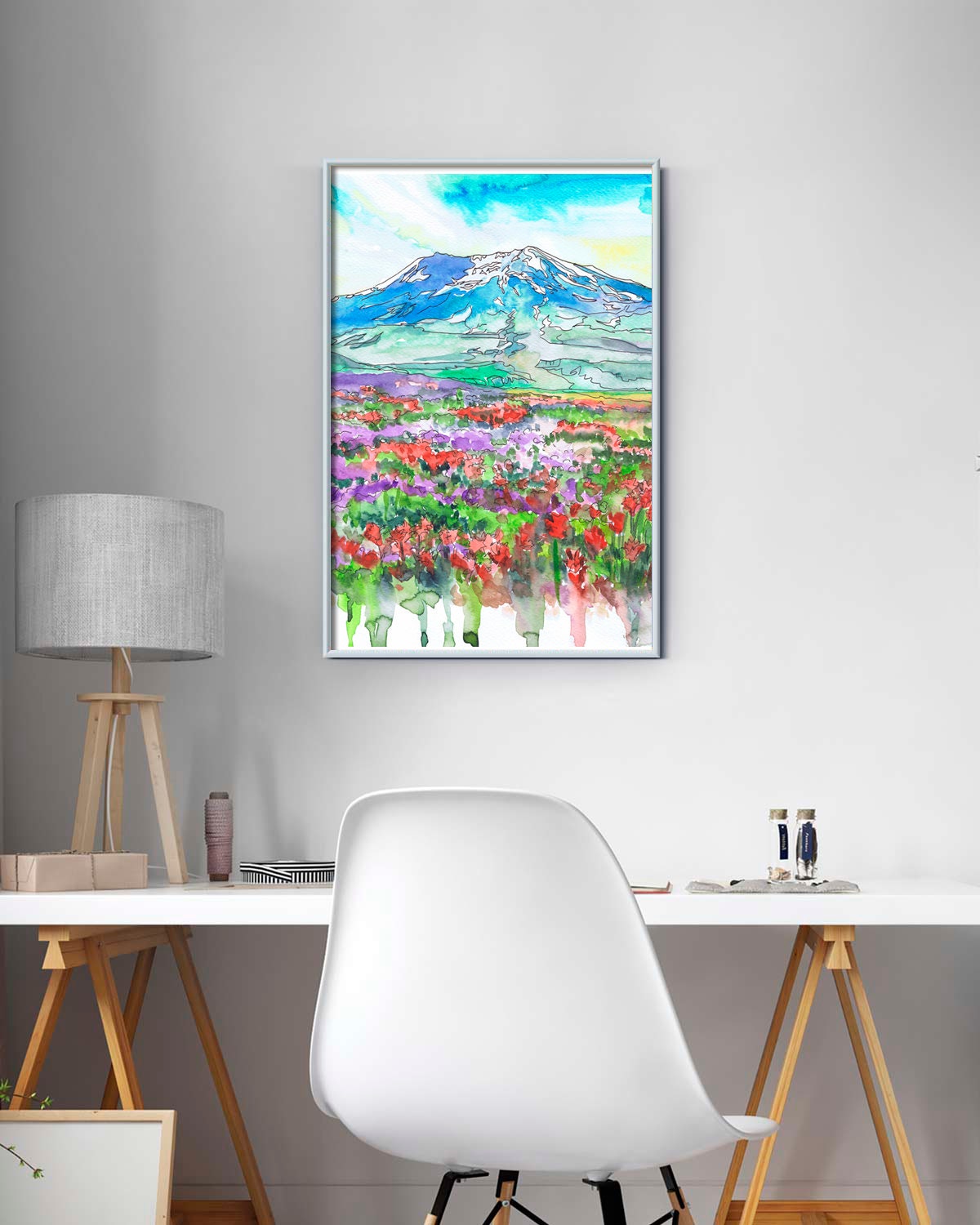 Mount Saint Helens Watercolor Mountains Wall Art Landscape | Etsy