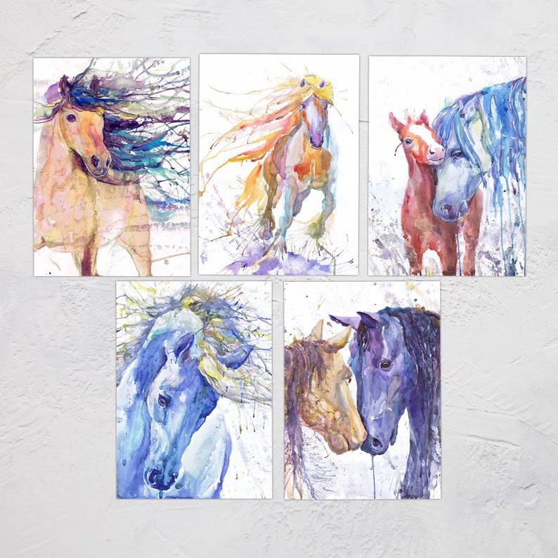 Horse Postcards Set of 5 Postcrossing Cards Art Postcards Etsy
