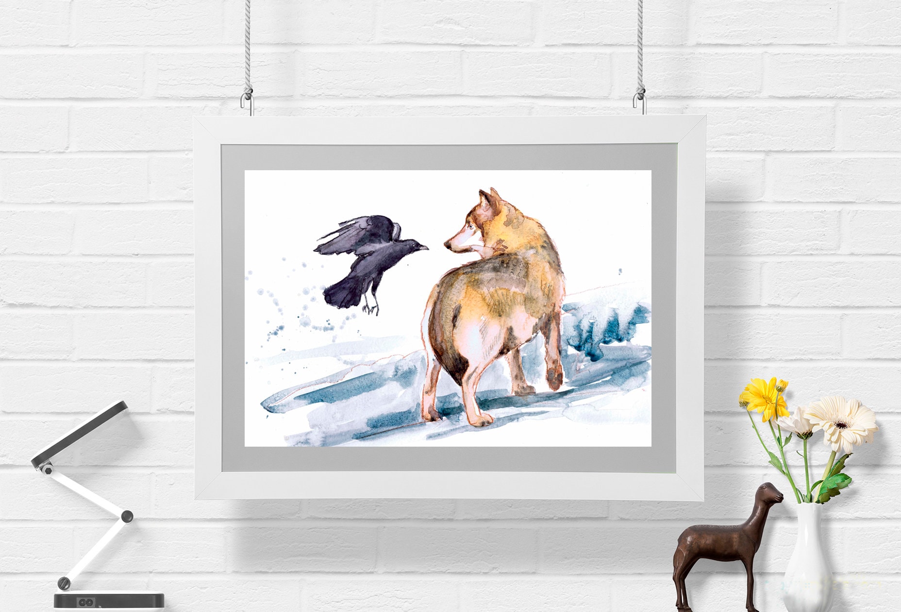 絵画　水彩画　額装品　動物画 Amazon.co.jp: ヤギの水彩画 絵画 絵 子供のような動物のイラスト