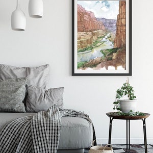 Grand canyon Art Print National park Poster, Reizen Arizona Schilderij Aquarel landschap, Wandelen kunst aan de muur door Valentina Ra afbeelding 4