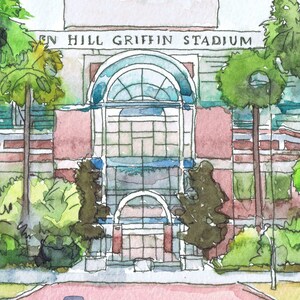 University of Florida Art, akvarellmålning av stadion, väggkonst från University of Florida bild 8