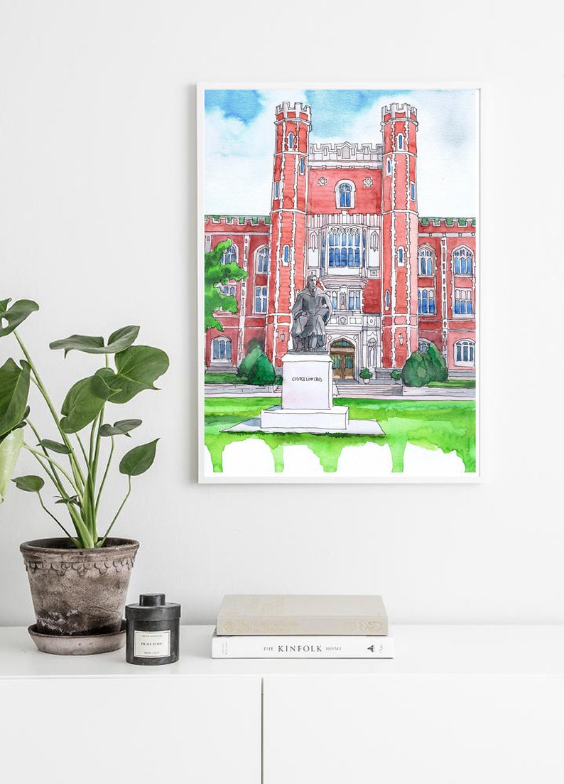 University of Oklahoma Art Print Watercolor Painting Norman Etsy