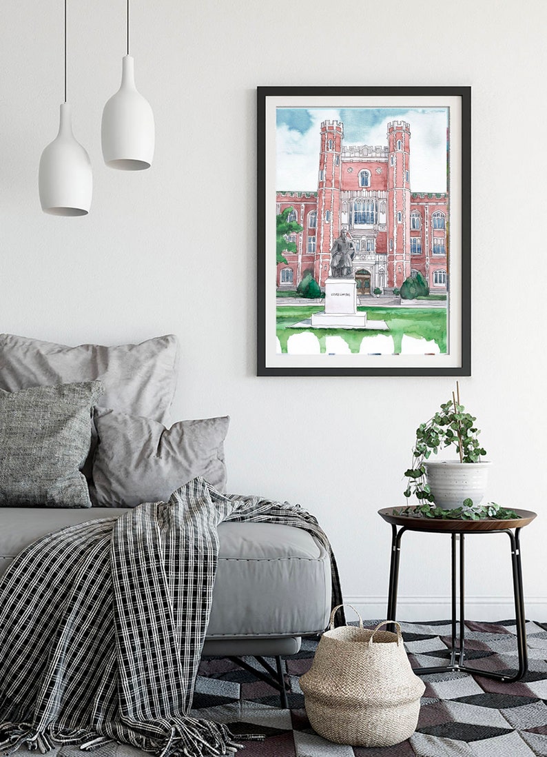 University of Oklahoma Art Print Watercolor Painting Norman Etsy