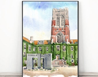 Lehigh University Art Print,  Bethlehem Pennsylvania, Graduation Watercolor Painting Wall art