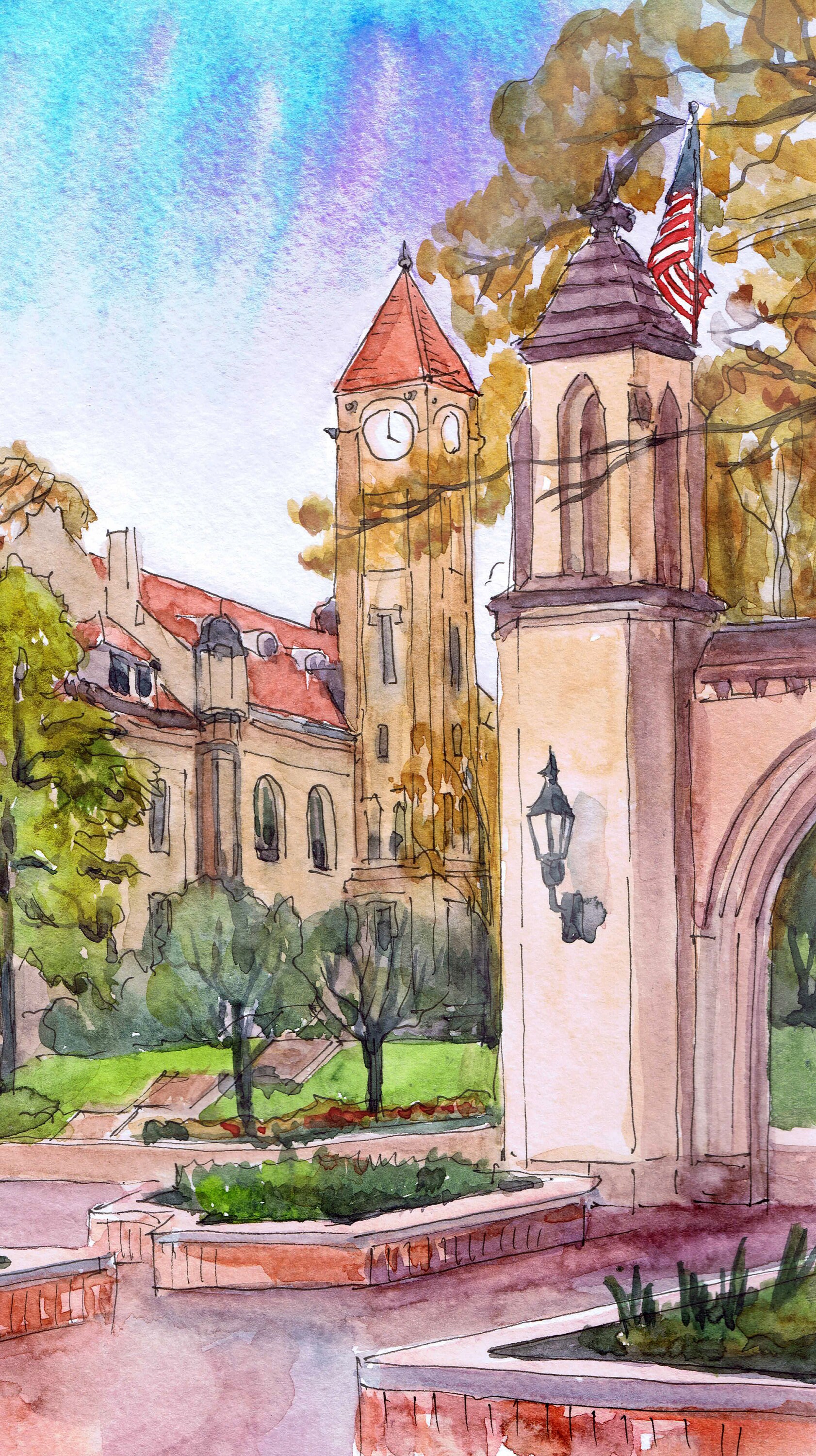 Indiana University Bloomington Art Print Sample Gates Etsy