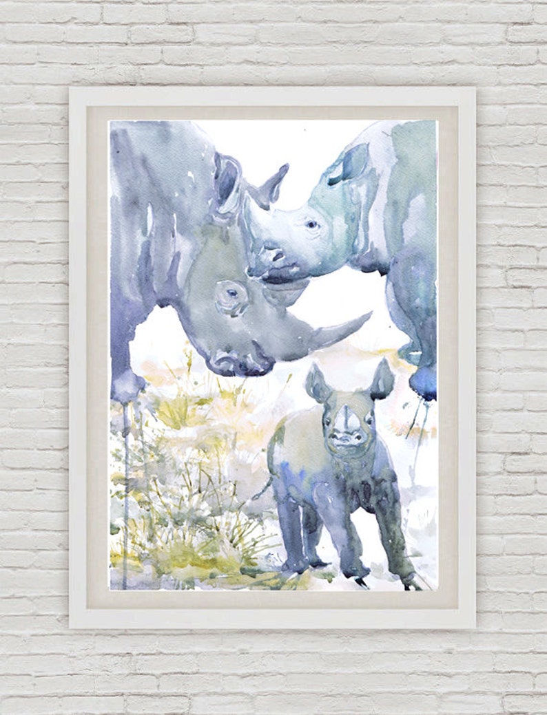 Zoo Animal Nursery Decor Family of 3, Set of 3 Prints, Watercolor Painting , Family Art, Jungle Safari Watercolour Animals are friends Three image 4