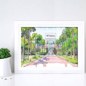 University of Florida Art, akvarellmålning av stadion, väggkonst från University of Florida bild 6