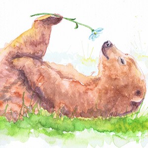 Juego de 5 tarjetas para el día de la madre, postales de osos, postales de arte, animales, arte de pared, paquete de pintura de acuarela, impresión