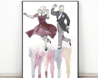 Tap Dance Art - Retro Dancing print Watercolor Poster - Pop culture print,  Old Dance Vibes gifts, Choreography