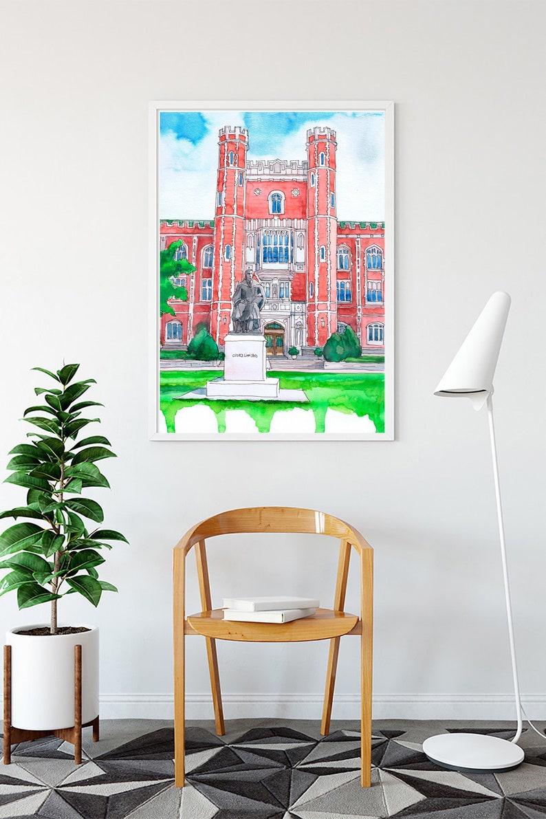 University of Oklahoma Art Print Watercolor Painting Norman Etsy