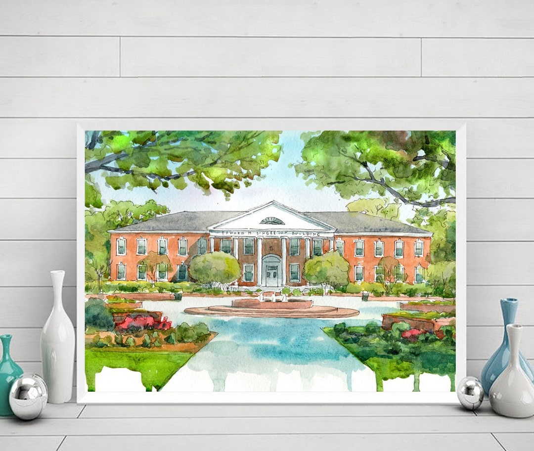 Coastal Carolina University Art Print, CCU Watercolor Painting , Conway