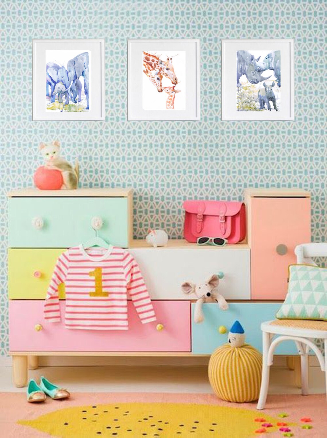 Zoo Animal Nursery Decor Family of 3 Set of 3 Prints Etsy