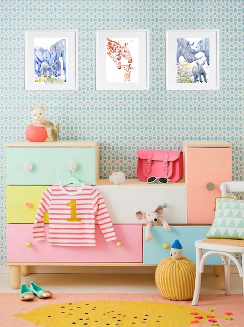 Zoo Animal Nursery Decor Family of 3 Set of 3 Prints Etsy