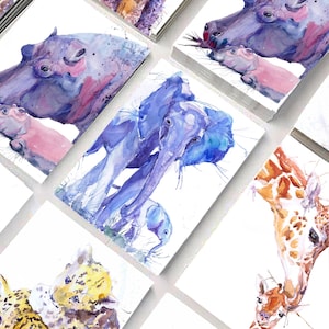 Muttertagskarte, Tier Grußkarten, Grußkarten mit Umschlag, Aquarellkarten, Elefant Aquarellkarten