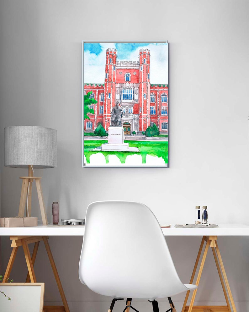 University of Oklahoma Art Print Watercolor Painting Norman Etsy