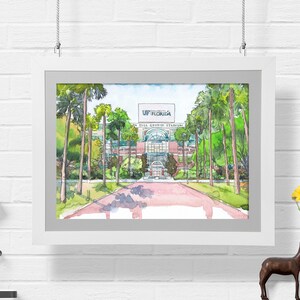 University of Florida Art, akvarellmålning av stadion, väggkonst från University of Florida bild 4