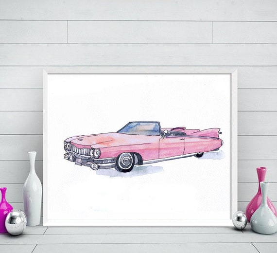 A5 Size Vintage Retro Old Car Watercolour Art Print A3 A4