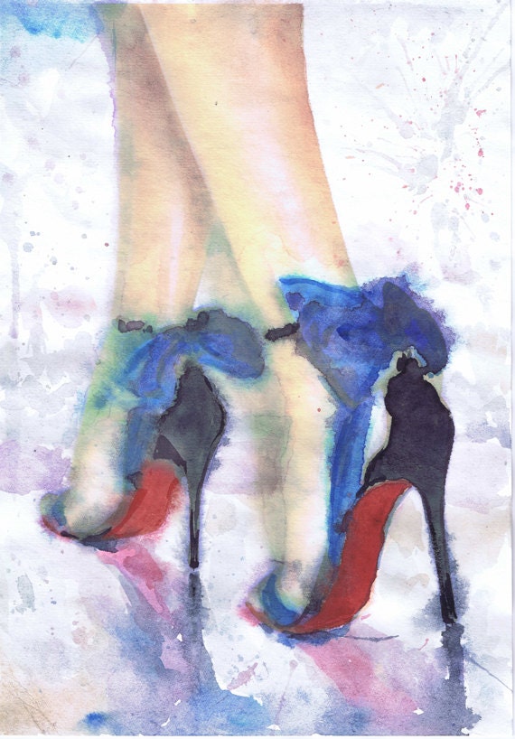 watercolour Louis Vuitton red bottom shoes by emmabarts on DeviantArt