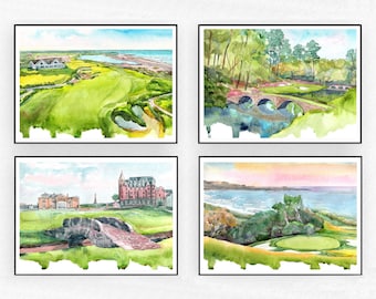 Golf Course Watercolor Art Prints: Augusta, Pebble Beach, TPC Sawgrass
