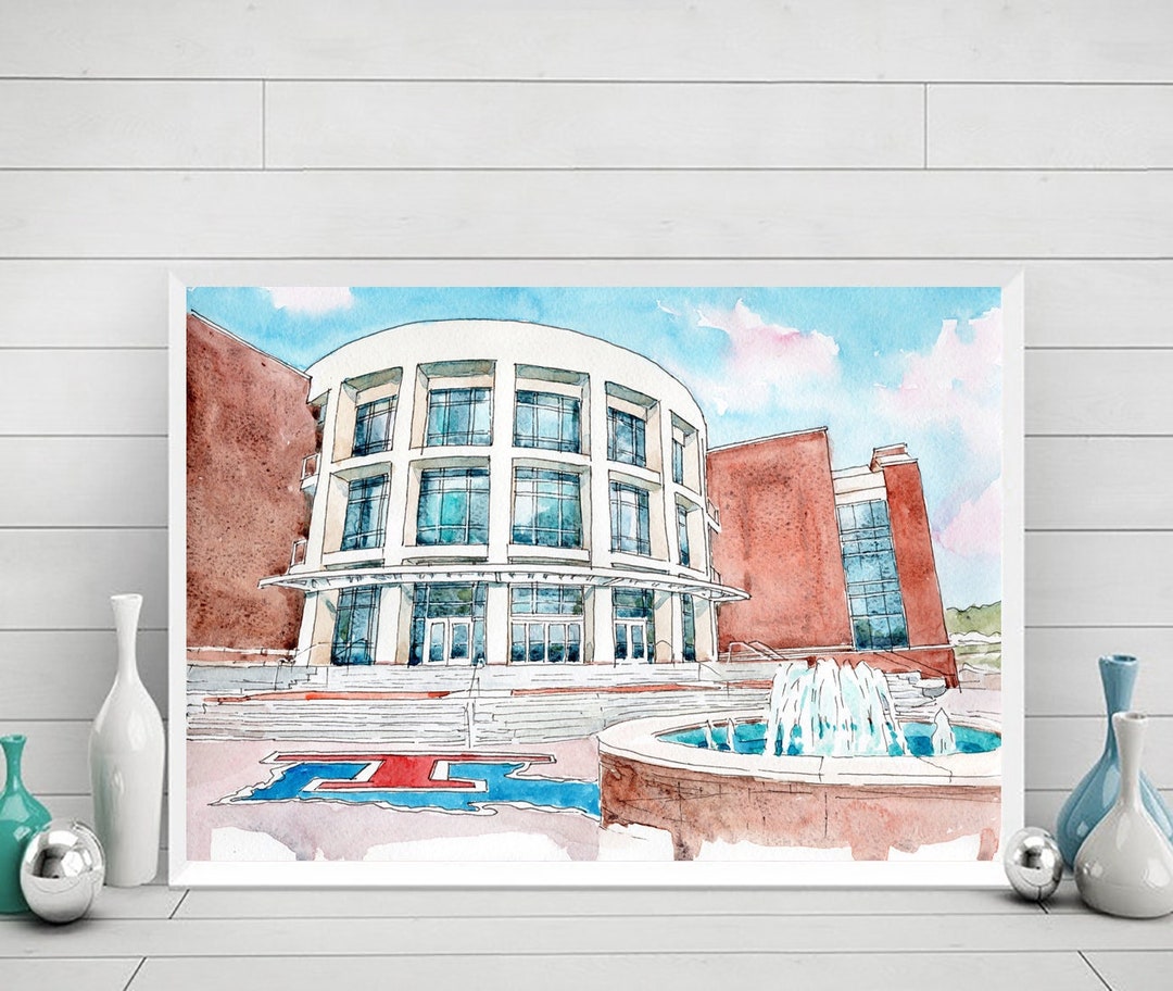 La Tech University Art Print Painting, Ruston Graduation Watercolor