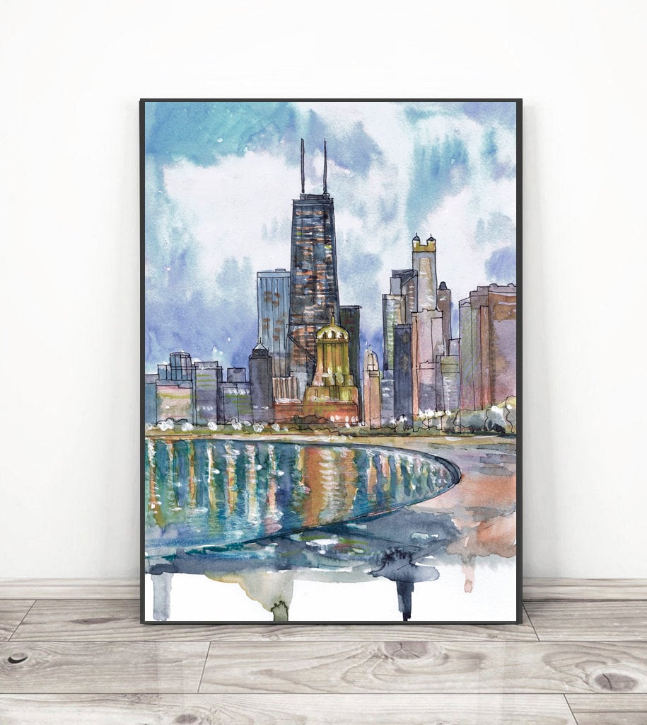 絵画 アートポスター テイムソン作 スカイライン シカゴ 絵画 アートポスター テイムソン作 スカイライン シカゴ 絵画