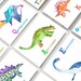 ABC Flash Cards Dinosaur 26 Alphabet Prints Animals Watercolor Painting ...