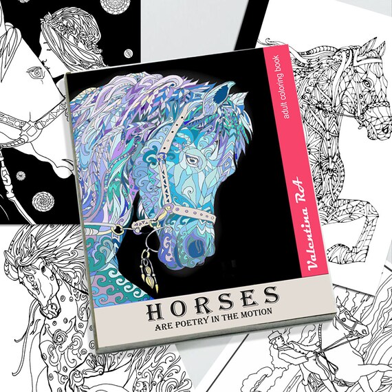 Horse Coloring Book 44 Page For Download Printable Adult