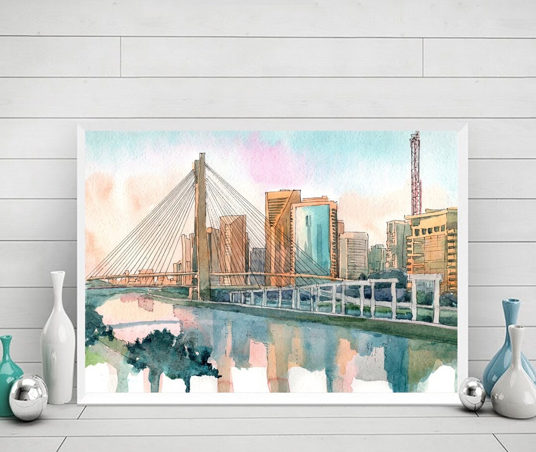 Sao Paulo Art Prnt, Brasil Travel Poster South America City Skyline ...