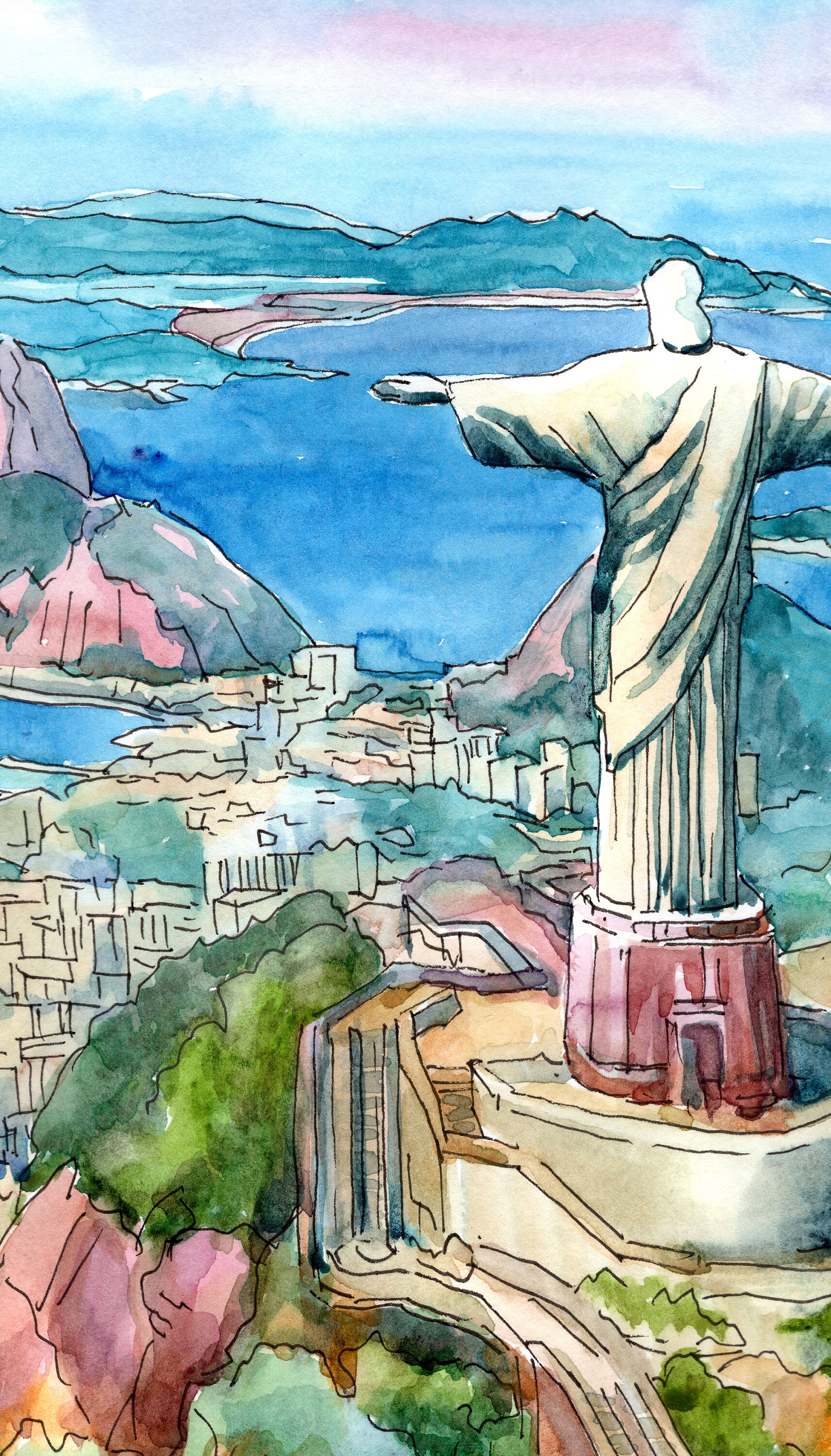 Rio De Janeiro Art Prnt, South America City Skyline - Brasil