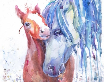 Horse art , equestrian decor, watercolor foal, colt,  equine art, horse painting, horse decor, horse wall art, horse print, horse nursery