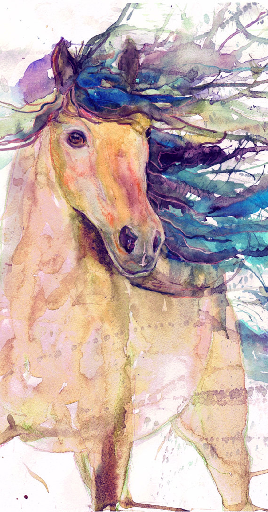 Horse print equestrian equine art abstract horse painting | Etsy