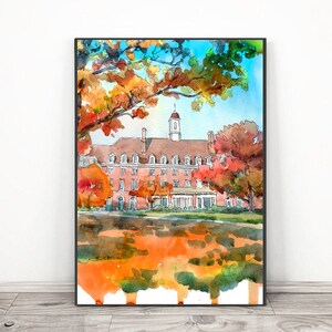 University of Illinois Art Print,  UIUC Watercolor Painting , Urbana Champaign graduation print