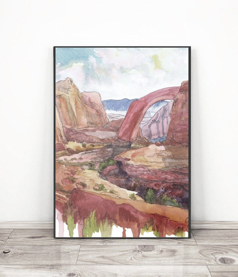 Utah Art Glen Canyon Watercolor Painting Print Utah Etsy