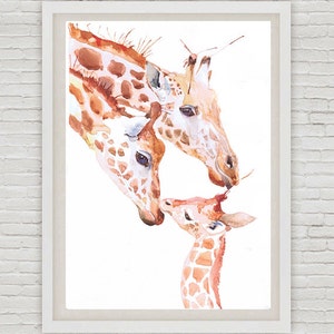 Zoo Animal Nursery Decor Family of 3, Set of 3 Prints, Watercolor Painting , Family Art, Jungle Safari Watercolour Animals are friends Three image 3