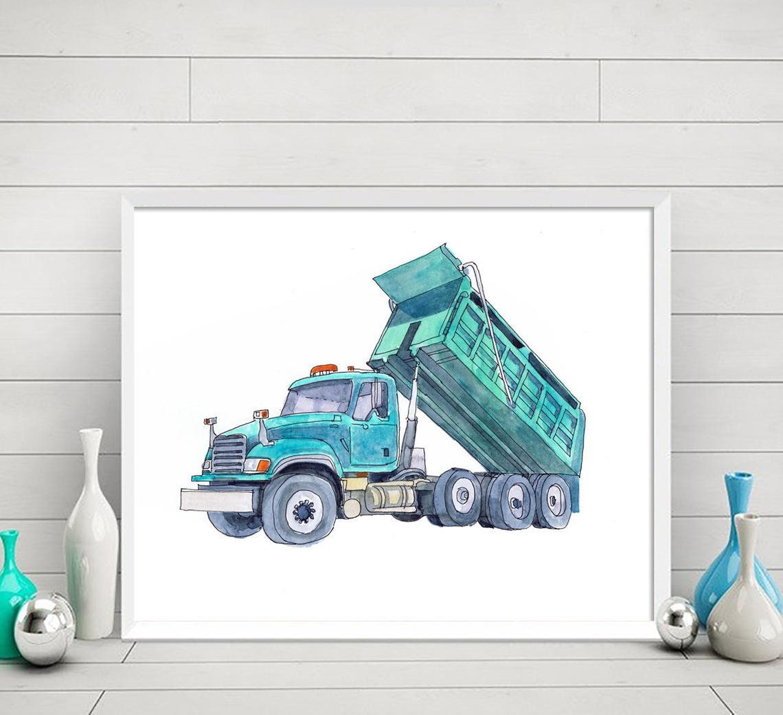 Truck Wall Art set of 4 prints for Boy Room Decor | Etsy