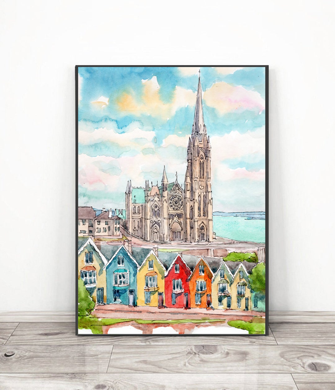 コルクプリント アイルランドアート アイルランド絵画 水彩画、コーブ