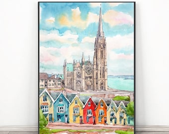 コルクプリント アイルランドアート アイルランド絵画 水彩画、コーブ