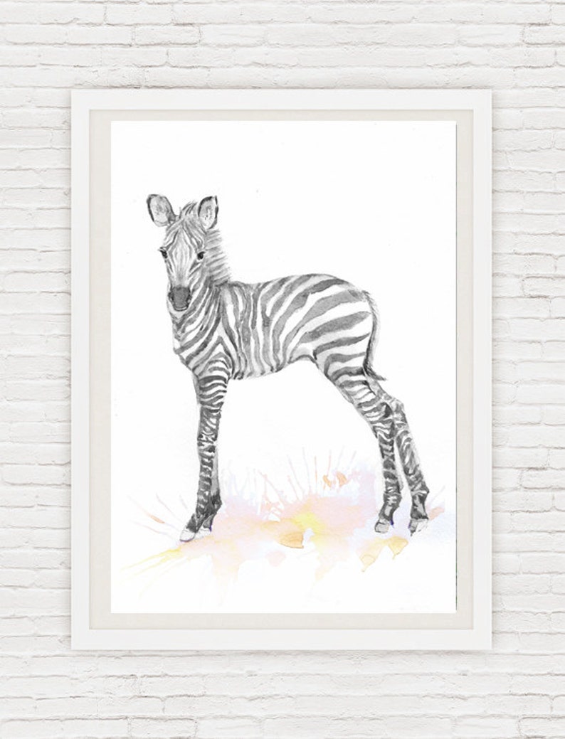 Neutral Nursery Decor, Set of 3 prints, Baby Animals Nursery, Watercolor Painting, Safari Wall Art Watercolour Print, New baby Gift, Gray image 4