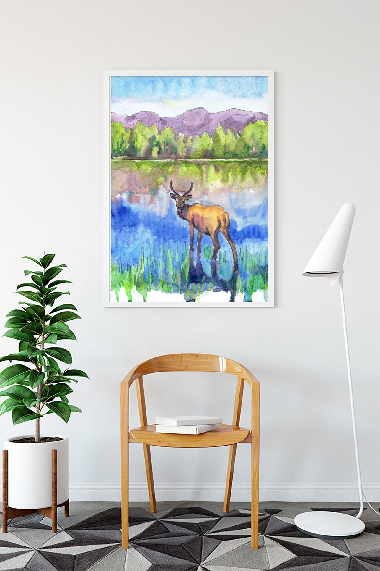 Rocky Mountain Wall Art Colorado Watercolor Landscape Painting Etsy