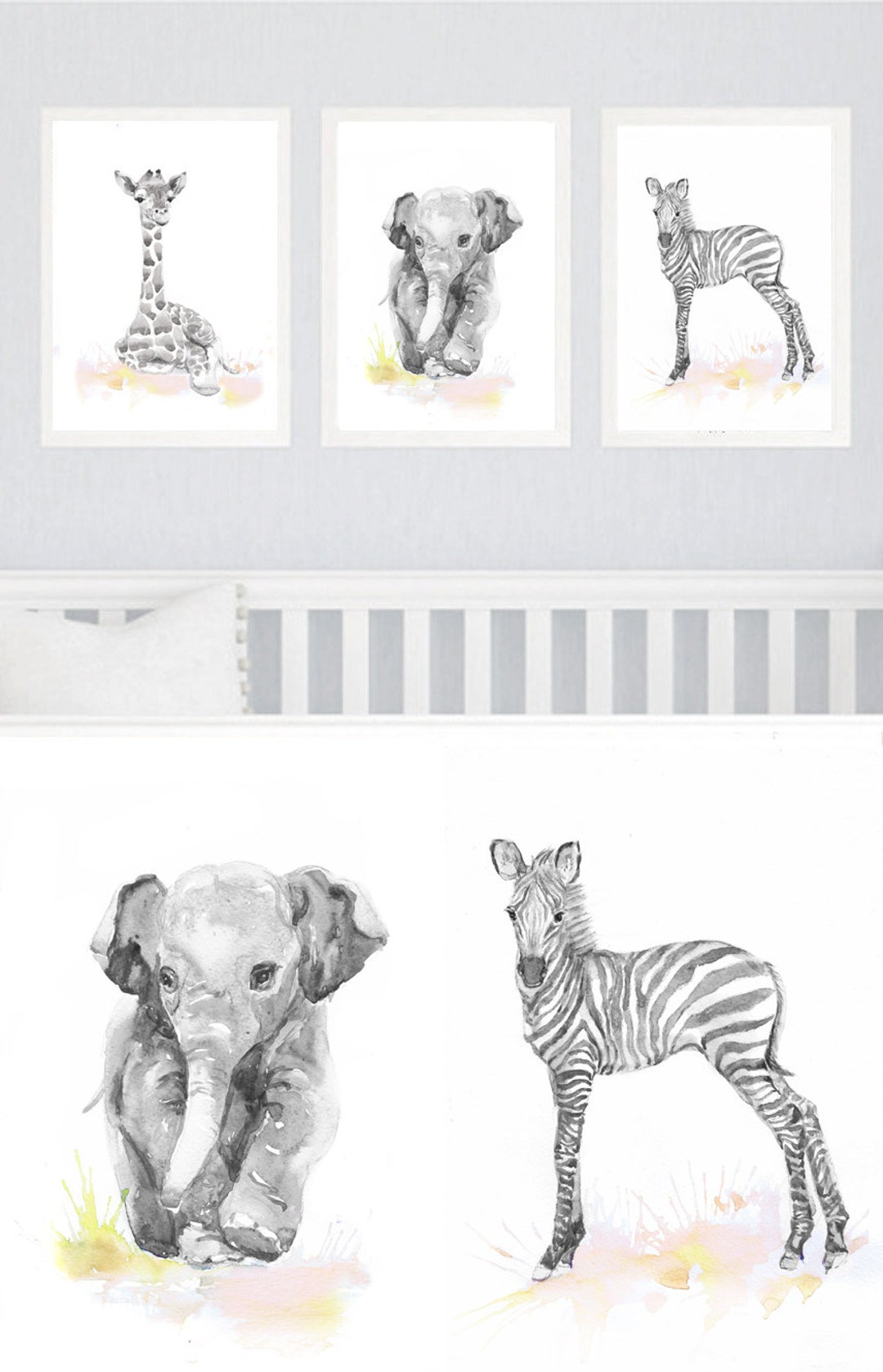 Neutral Nursery Decor, Set of 3 Prints, Baby Animals Nursery ...